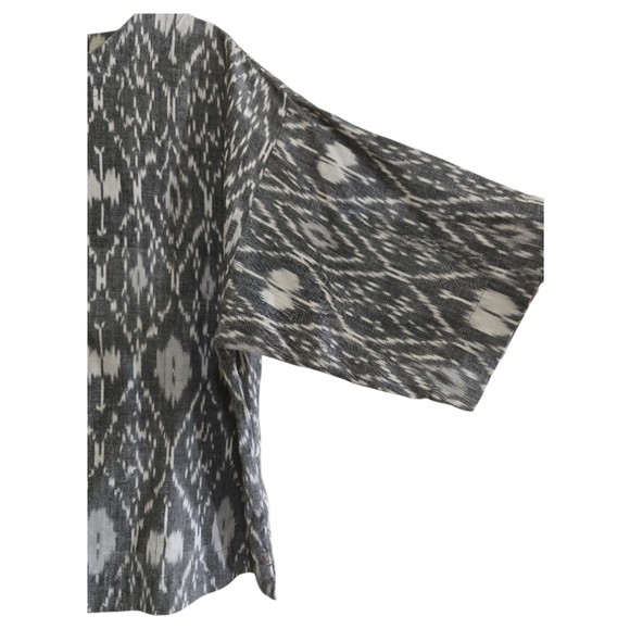 J. Jill PureJill Ikat Southwest Boxy Top XS Gray White Cotton - Picture 2 of 5